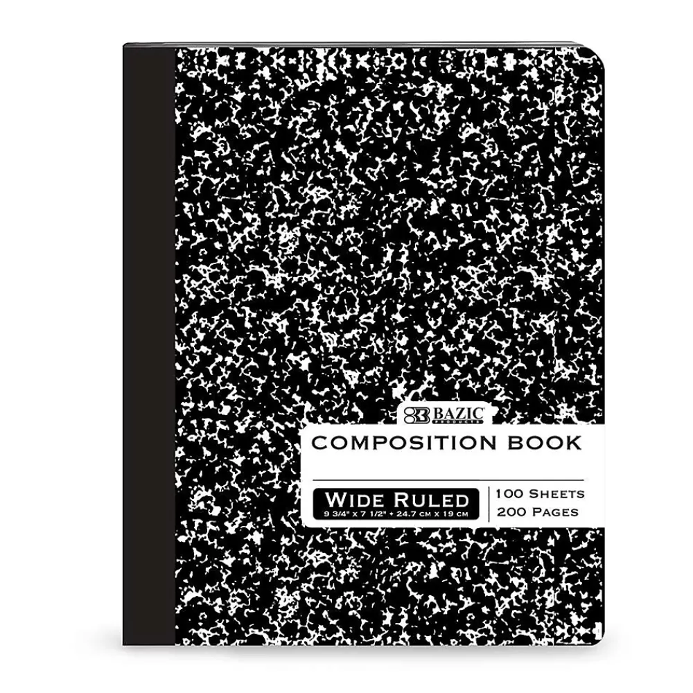 Bazic Composition Notebooks<1-Subject Composition Notebooks, Wide Ruled, 100 Sheets, Multicolor, 6/Bundle (BAZ508-6)