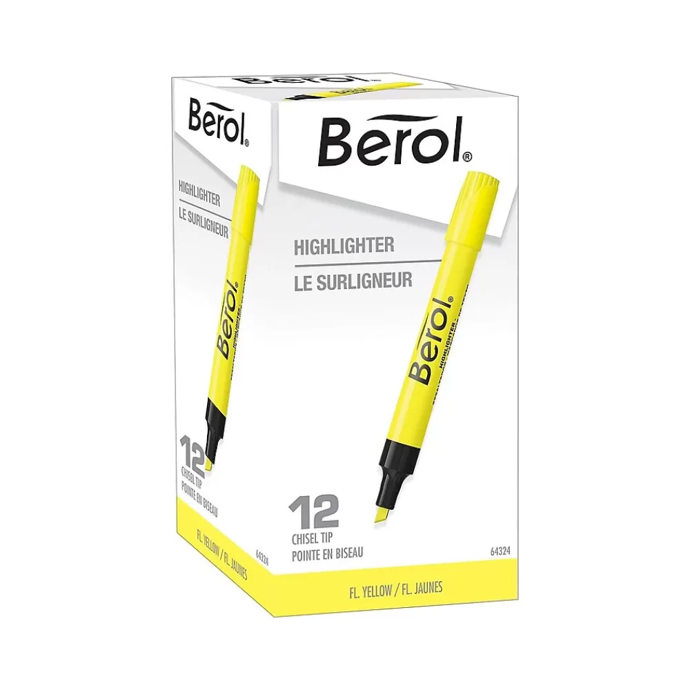 Berol Highlighters<Tank Highlighters, Chisel, Yellow, Dozen (64324)