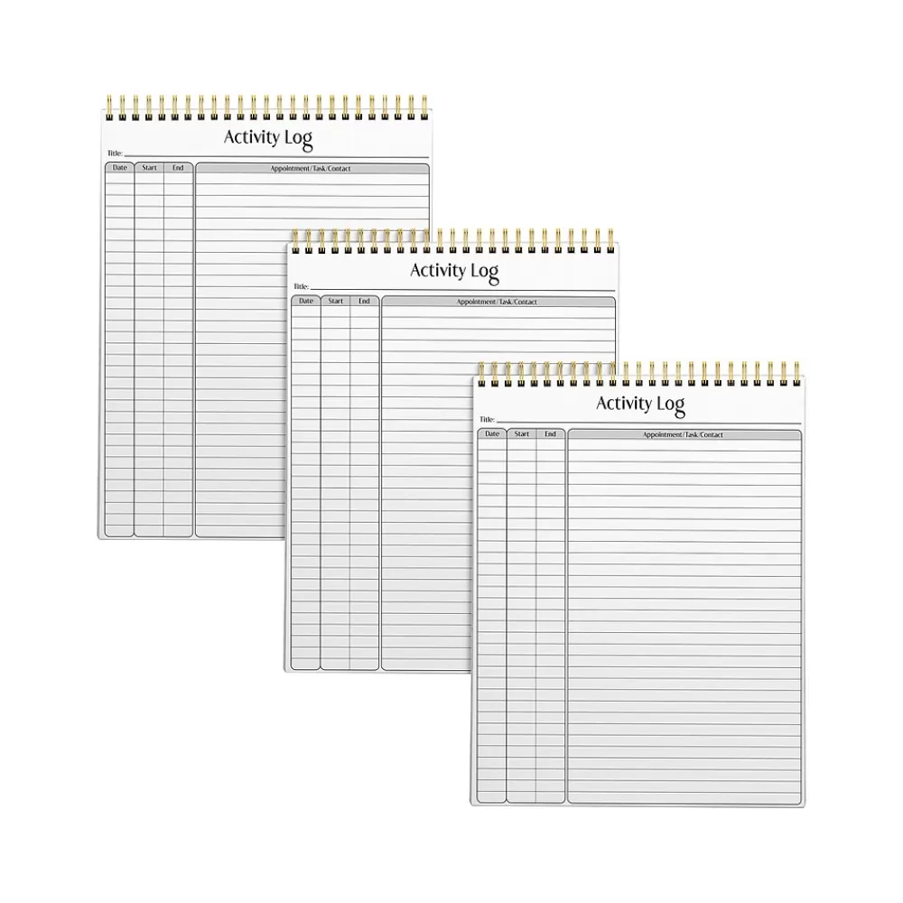 Better Office Notepads<Activity Log Notepad & Refill, 8.5" x 11", Ruled, White, 50 Sheets/Pad, 3 Pads/Pack (25827-3PK)