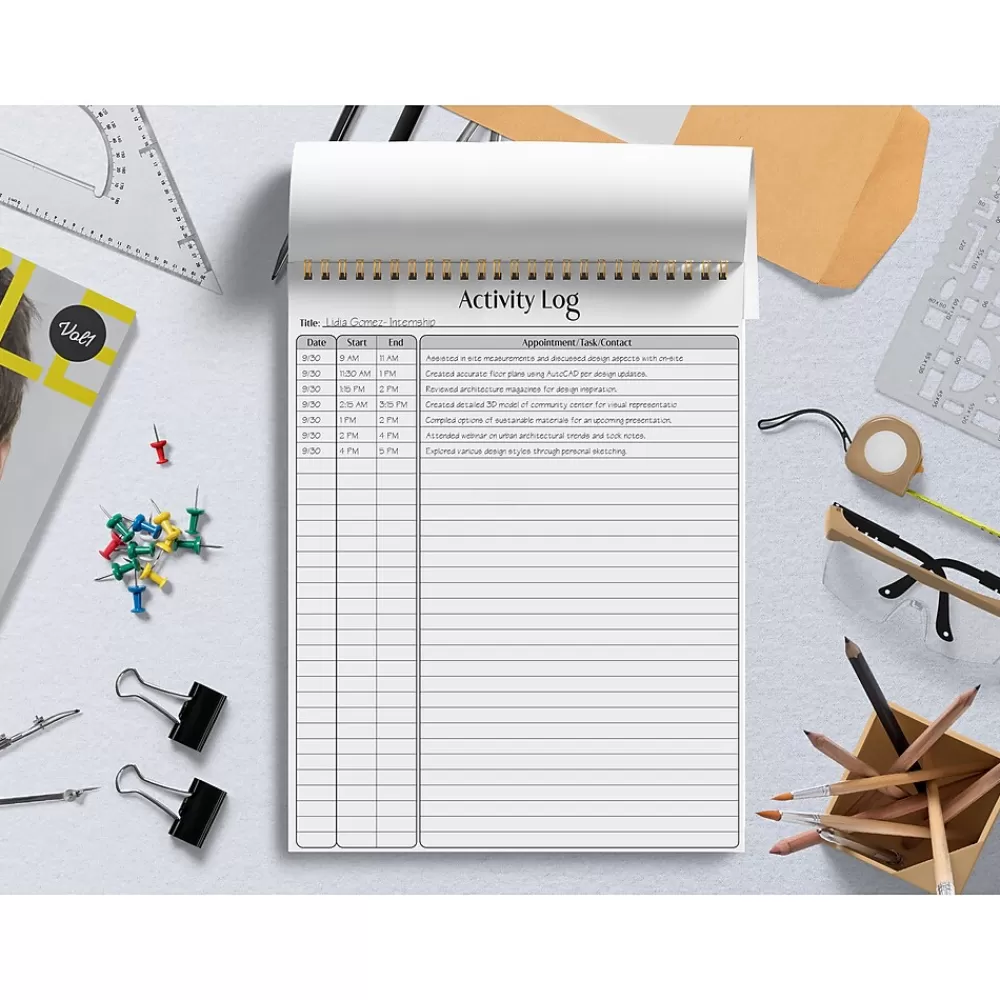 Better Office Notepads<Activity Log Notepad & Refill, 8.5" x 11", Ruled, White, 50 Sheets/Pad, 3 Pads/Pack (25827-3PK)