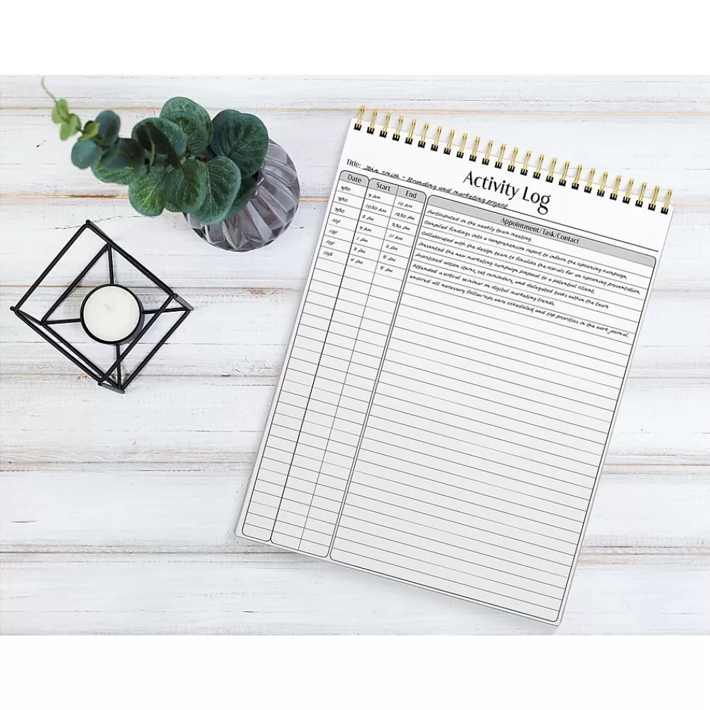 Better Office Notepads<Activity Log Notepad & Refill, 8.5" x 11", Ruled, White, 50 Sheets/Pad, 3 Pads/Pack (25827-3PK)