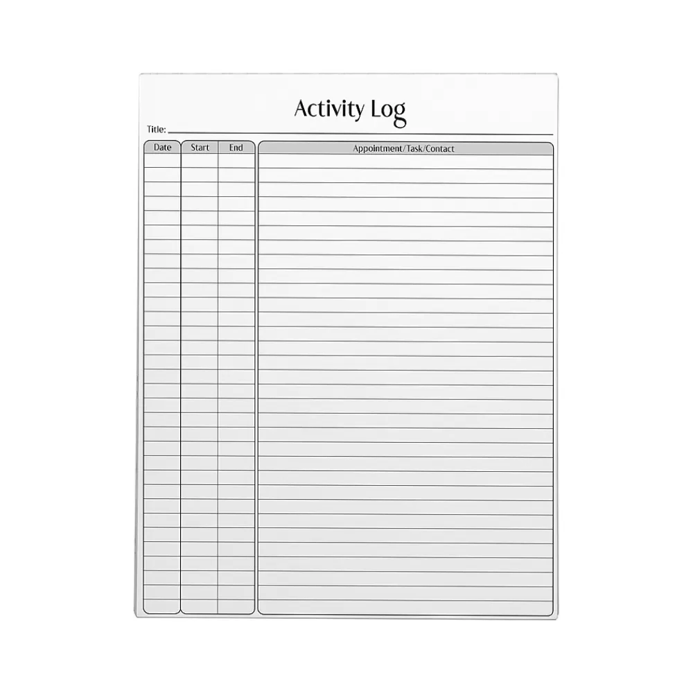 Better Office Notepads<Activity Log Notepad, 8.5" x 11", Project-Ruled, White/Black, 50 Sheets/Pad (25836)