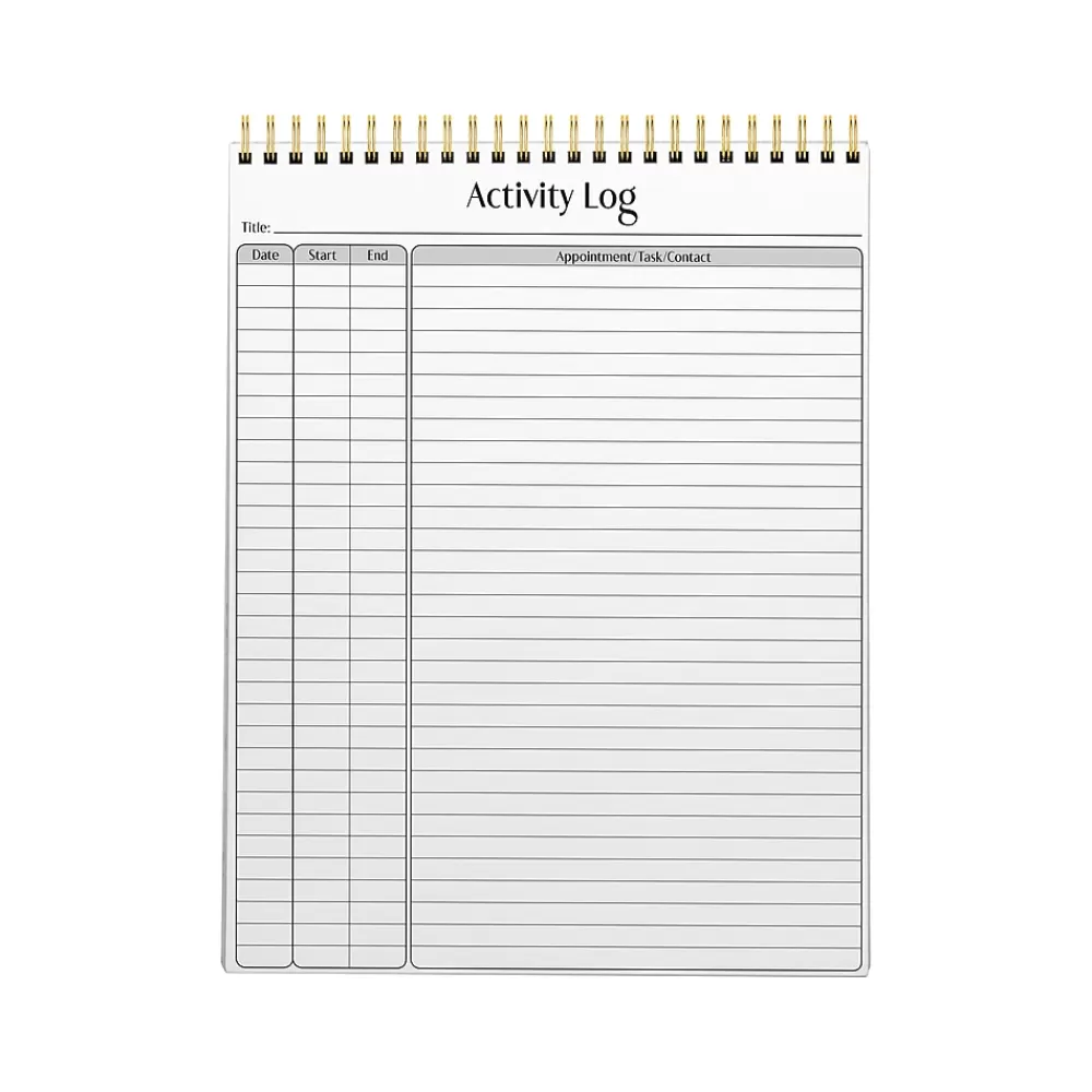 Better Office Notepads<Activity Log Notepad, 8.5" x 11", Project-Ruled, White/Black, 50 Sheets/Pad (25826)