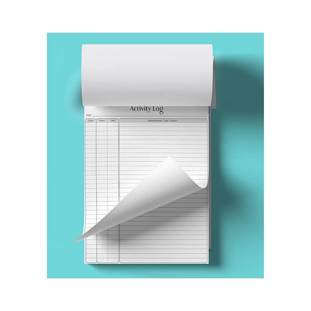 Better Office Notepads<Activity Log Notepad, 8.5" x 11", Ruled, White, 50 Sheets/Pad, 4 Pads/Pack (25837-4PK)
