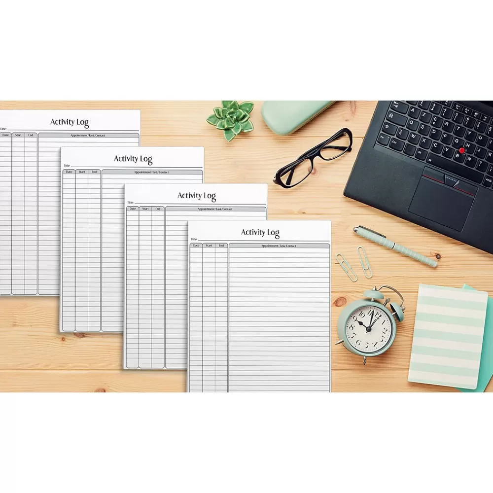 Better Office Notepads<Activity Log Notepad, 8.5" x 11", Ruled, White, 50 Sheets/Pad, 4 Pads/Pack (25837-4PK)