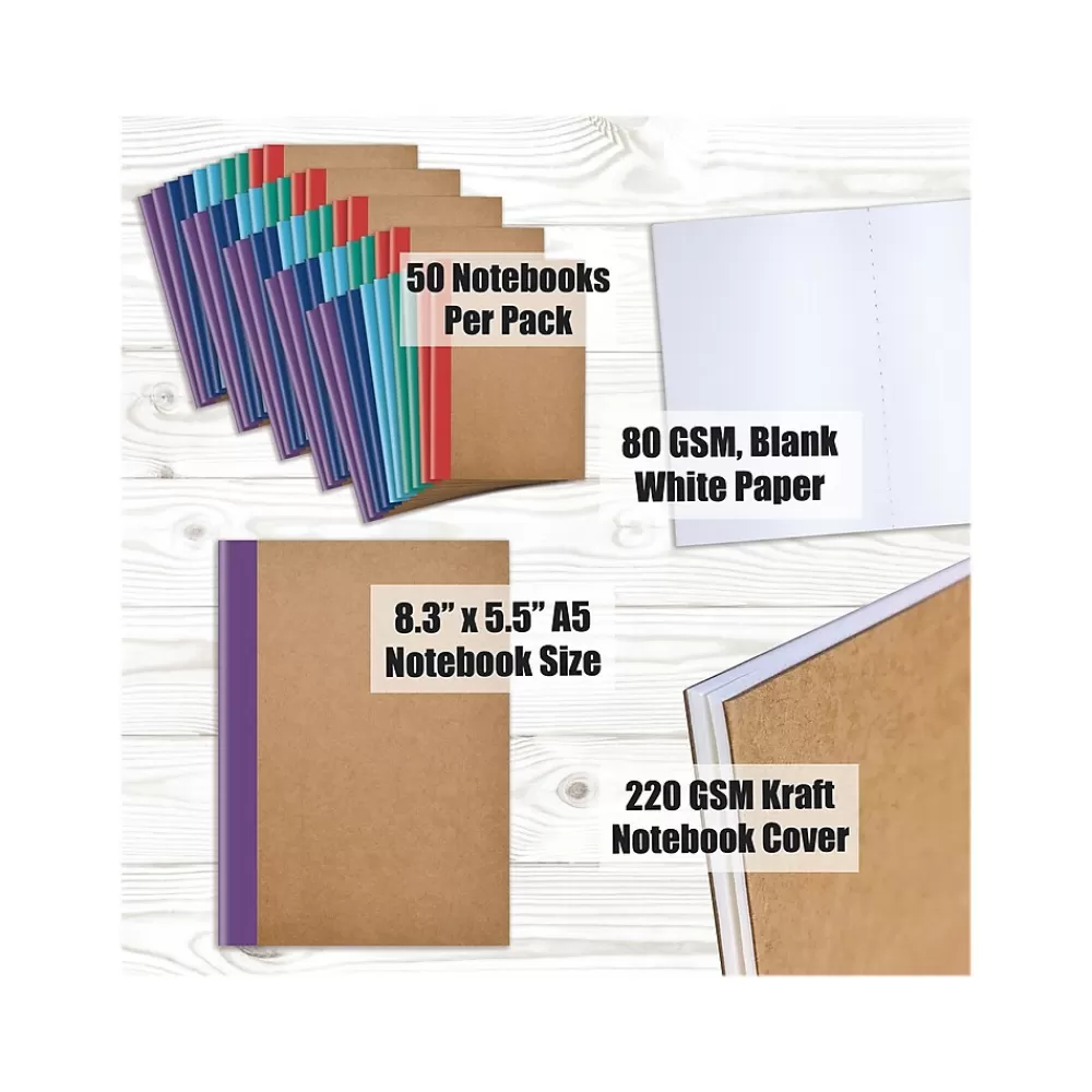 Better Office Composition Notebooks<Composition Notebooks, 5.5" x 8.3", 30 Sheets, Assorted Colors, 50/Pack (25032-50PK)