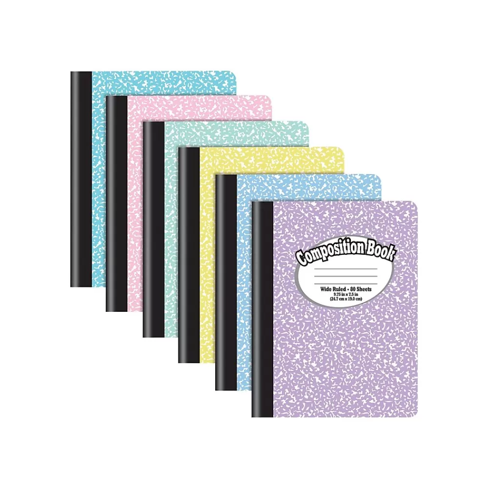 Better Office Composition Notebooks<Composition Notebooks, 7.5" x 9.75", Wide Ruled, 80 Sheets, 6/Pack (25266-6PK)