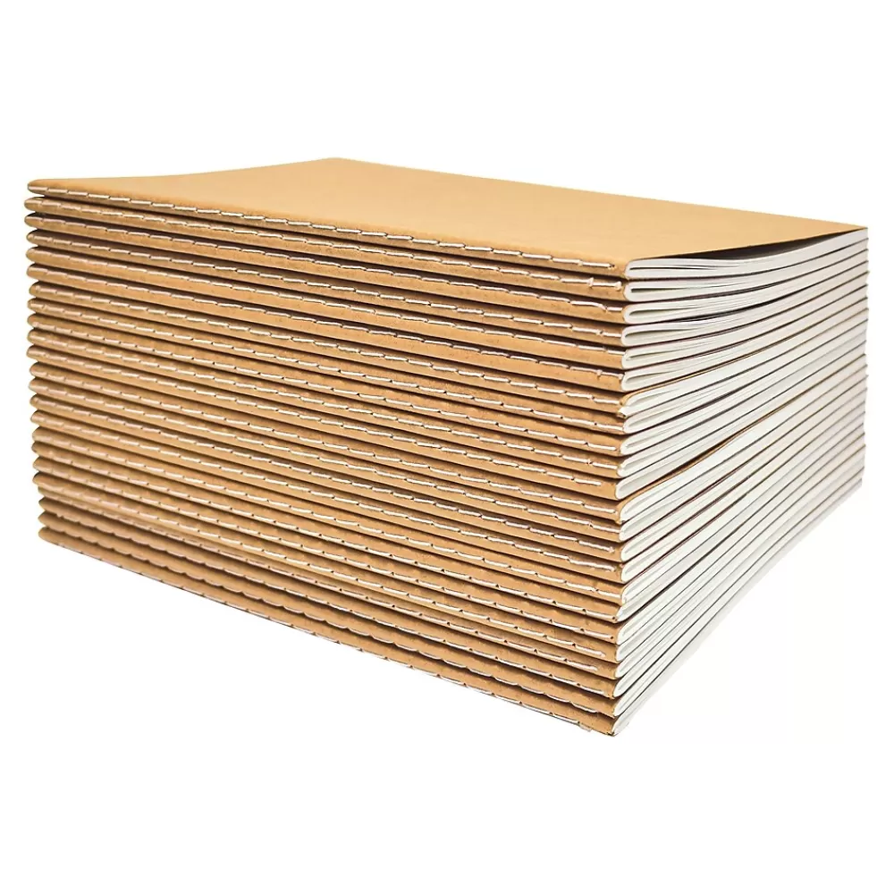 Better Office Notebooks<Customizable Notebook, 5.5" x 8.3", Narrow Ruled, 30 Sheets, Kraft, 24/Pack (25021-24PK)