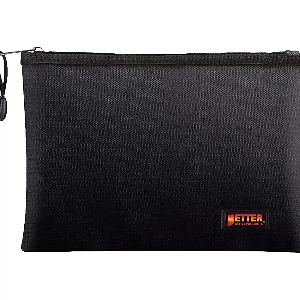 Better Office File Storage<Fabric Fireproof Document Bag, Black, 10" (24501)