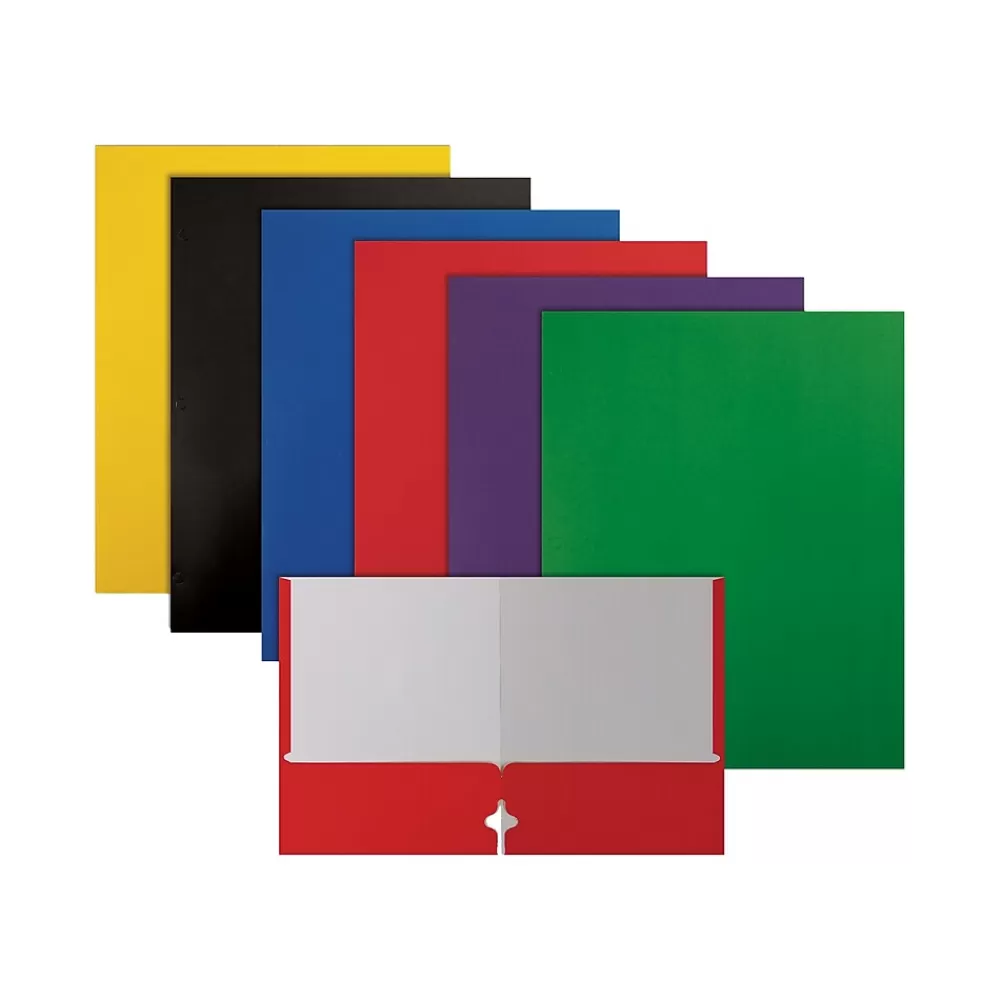 Better Office Pocket Folders<3-Hole Punched 2-Pocket Portfolio Folders, Assorted Colors, 100/Pack (80100-100PK)