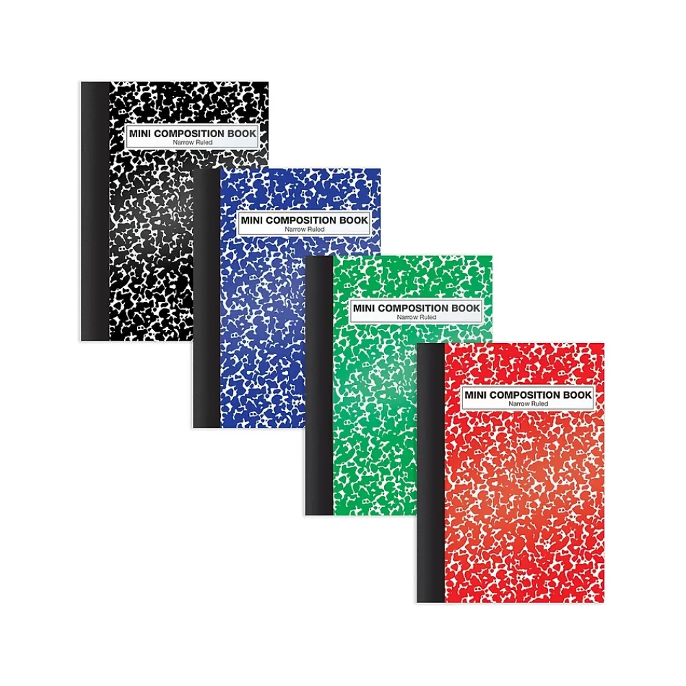 Better Office Composition Notebooks<Mini Composition Notebooks, 3.25" x 4.5", Narrow Ruled, 80 Sheets, Assorted Colors, 24/Pack (25524-24PK)