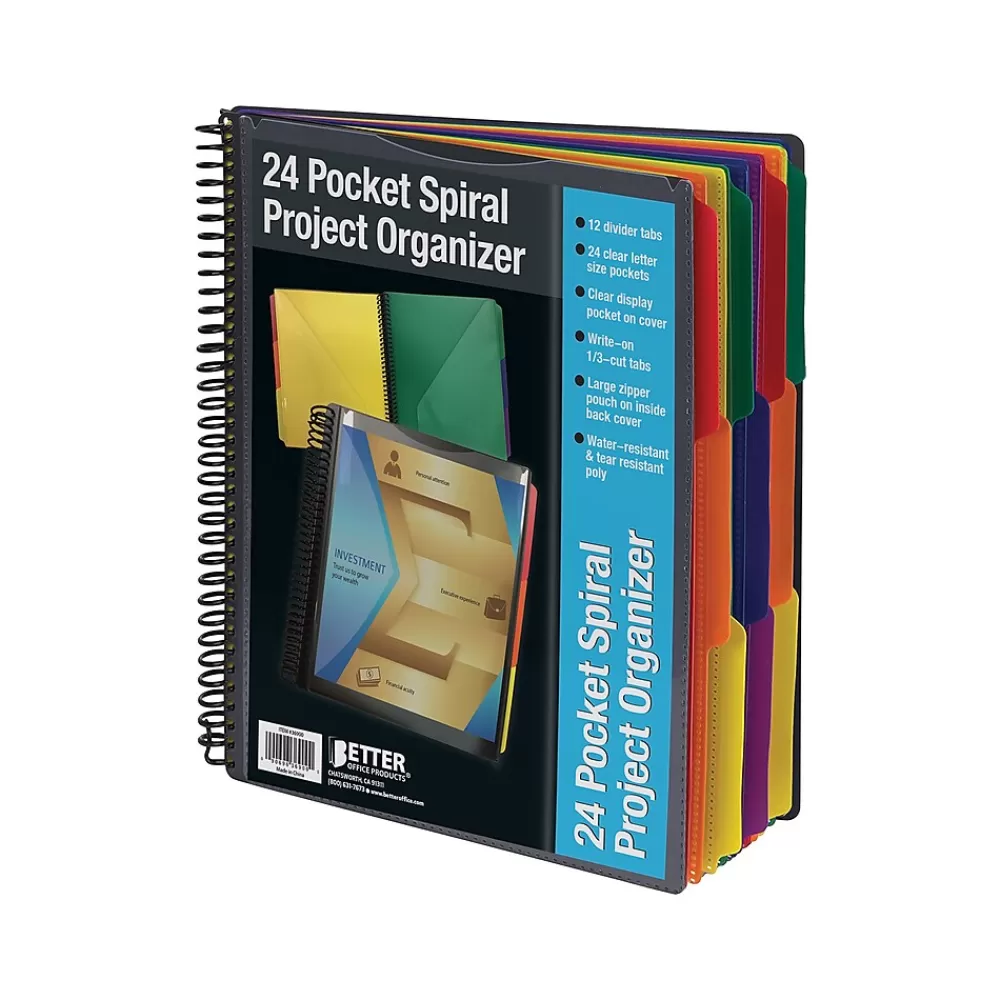 Better Office Pocket Folders<24-Pocket Poly Project Folder, Multicolor (36900)