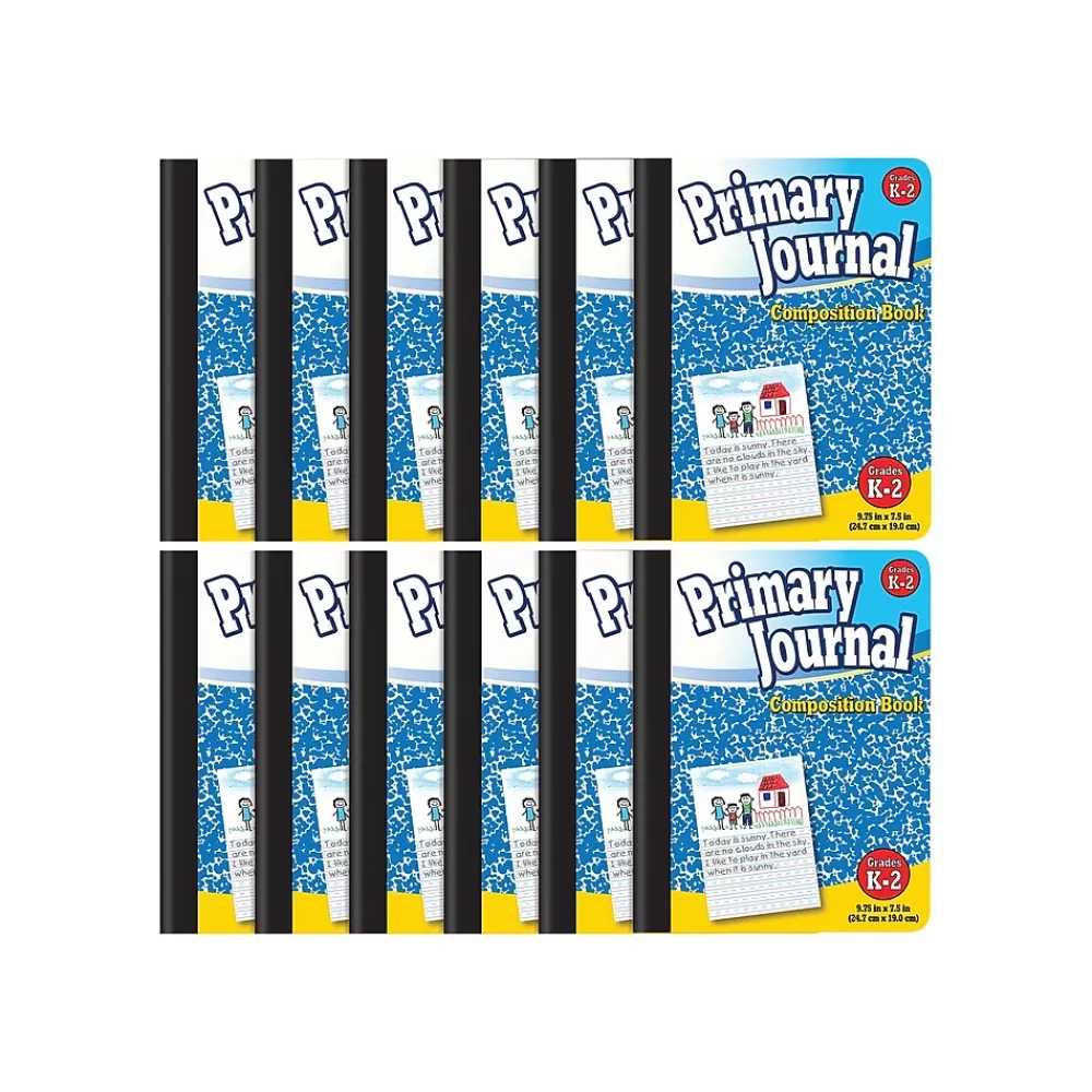 Better Office Composition Notebooks<Primary Journal Composition Notebooks, 7.5" x 9.75", Primary, 100 Sheets, Blue, 12/Pack (25412-12PK)