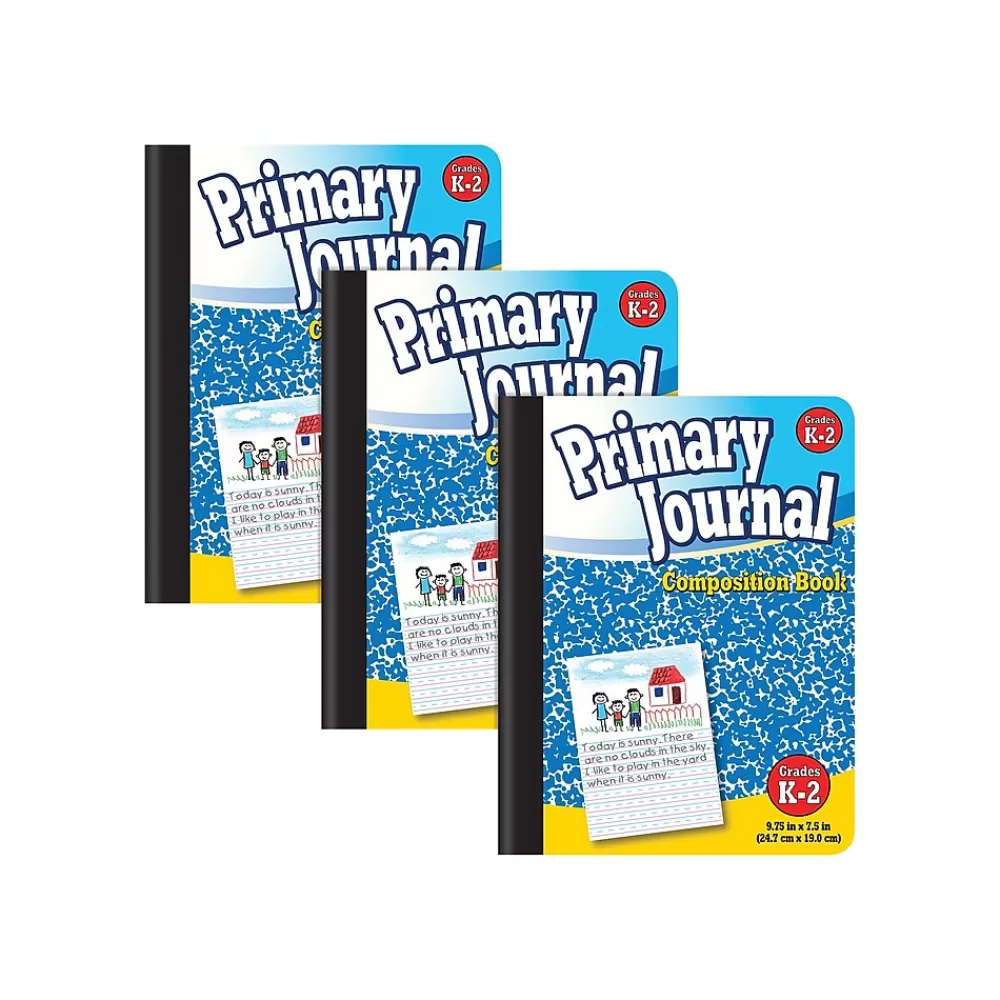 Better Office Composition Notebooks<Primary Journal 1-Subject Composition Notebooks, 7.5" x 9.75", Primary, 100 Sheets, Blue, 3/Pack (25403-3PK)