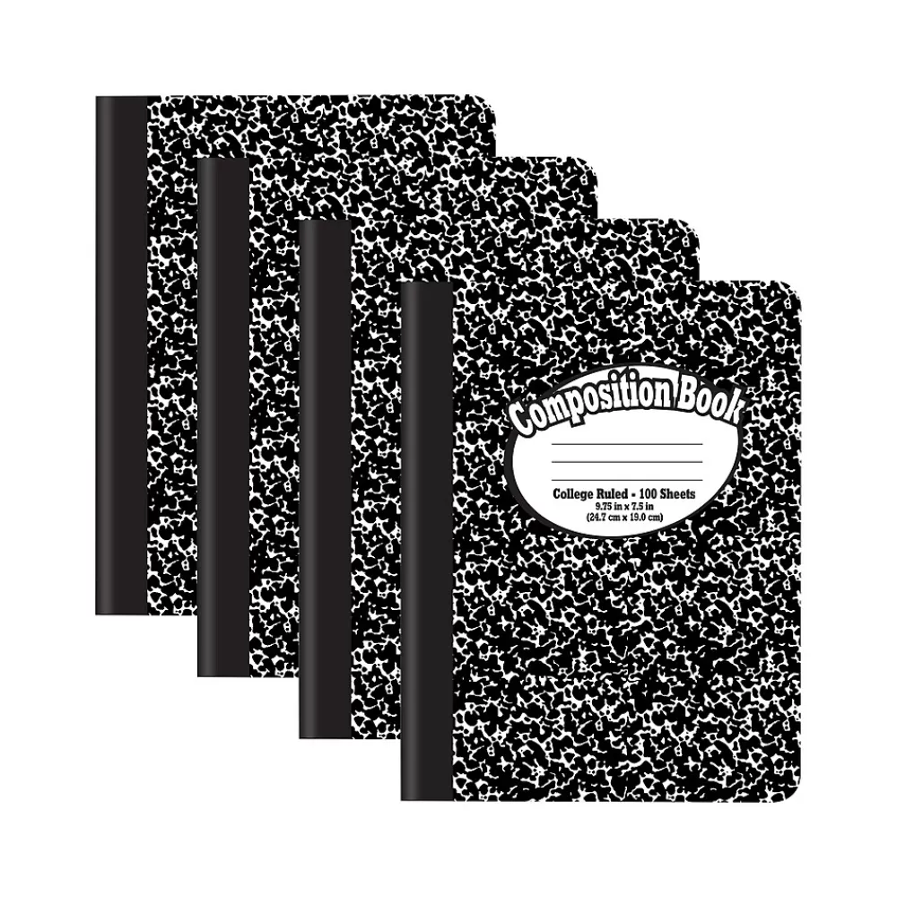 Better Office Composition Notebooks<1-Subject Composition Notebooks, 7.5" x 9.75", College Ruled, 100 Sheets, Black, 12/Pack (25312-12PK)