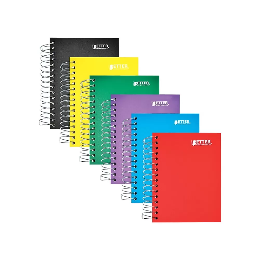 Better Office Subject Notebooks<1-Subject Notebooks, 4" x 5.5", College Ruled, 200 Sheets, 6/Pack (25906-6PK)