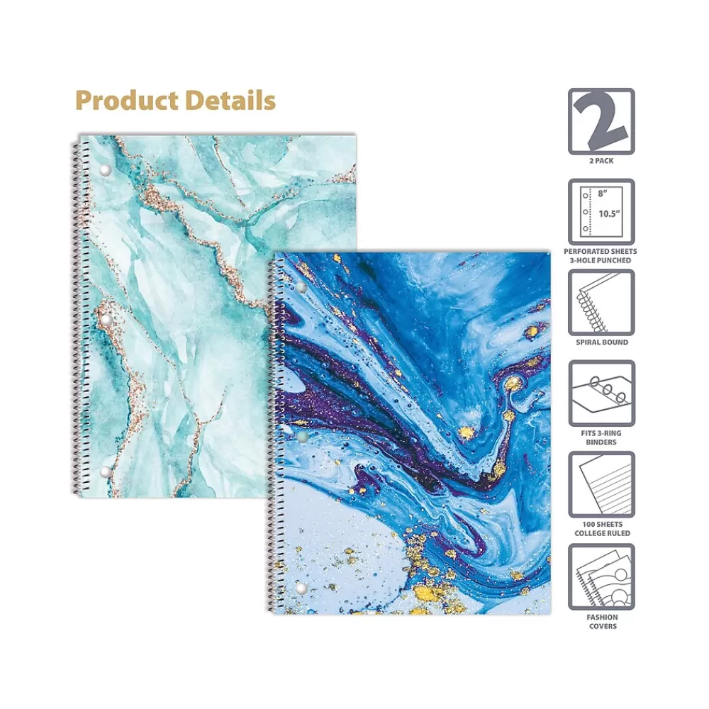 Better Office Notebooks<1-Subject Notebooks, 8" x 10.5", College Ruled, 100 Sheets, 2/Pack (25702-2PK)