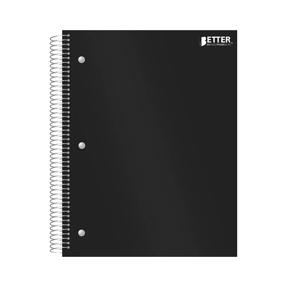 Better Office Subject Notebooks<5-Subject Subject Notebooks, 8.5" x 11", College Ruled, 200 Sheets, Black (25781)