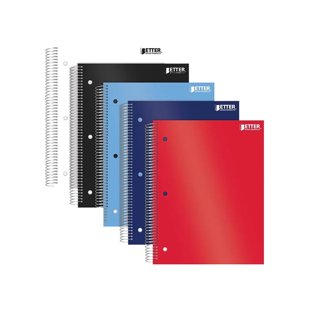 Better Office Subject Notebooks<5-Subject Subject Notebooks, 8.5" x 11", College Ruled, 200 Sheets, 5/Pack (25785-5PK)