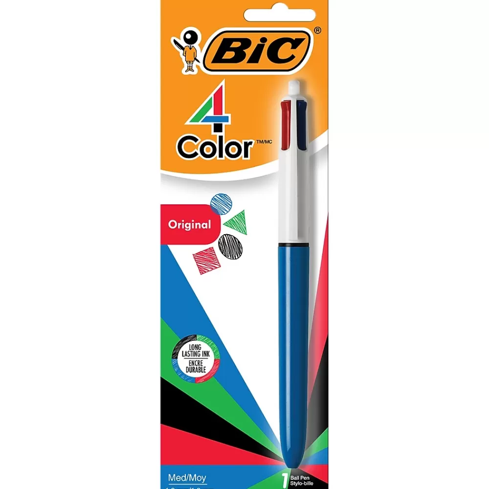 BIC Pens<4-Color Retractable Ballpoint Pen, Medium Point, Multicolor Ink (24623/MM11)