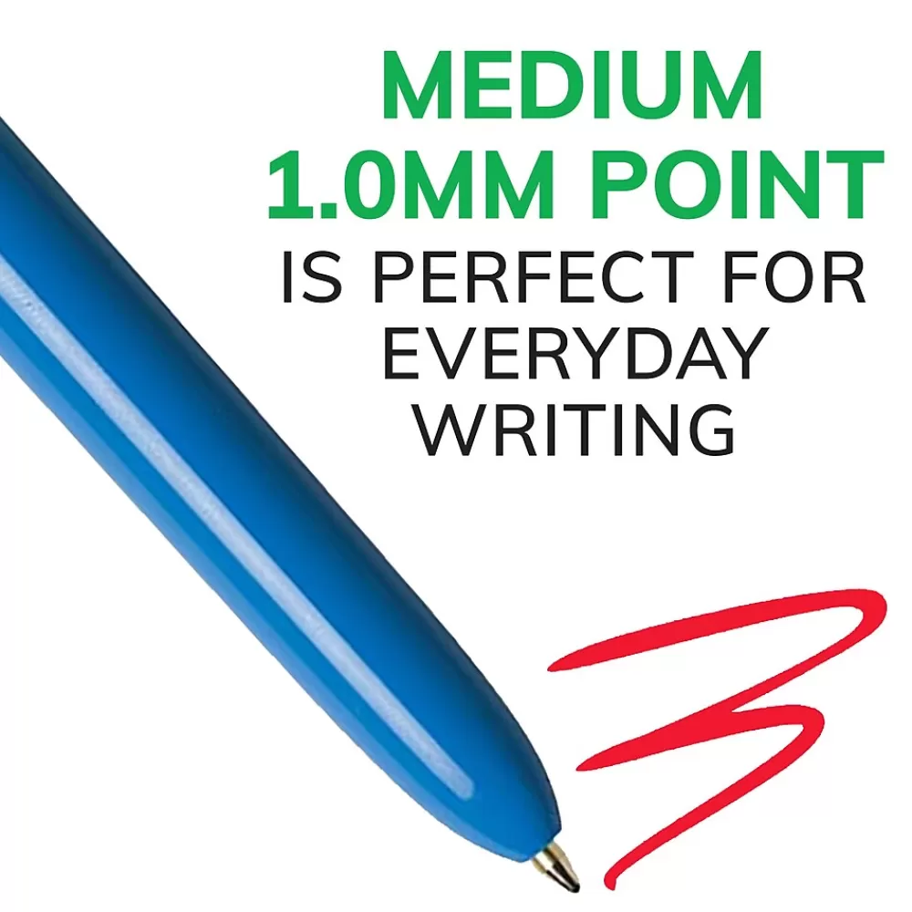 BIC Pens<4-Color Retractable Ballpoint Pen, Medium Point, Multicolor Ink (24623/MM11)