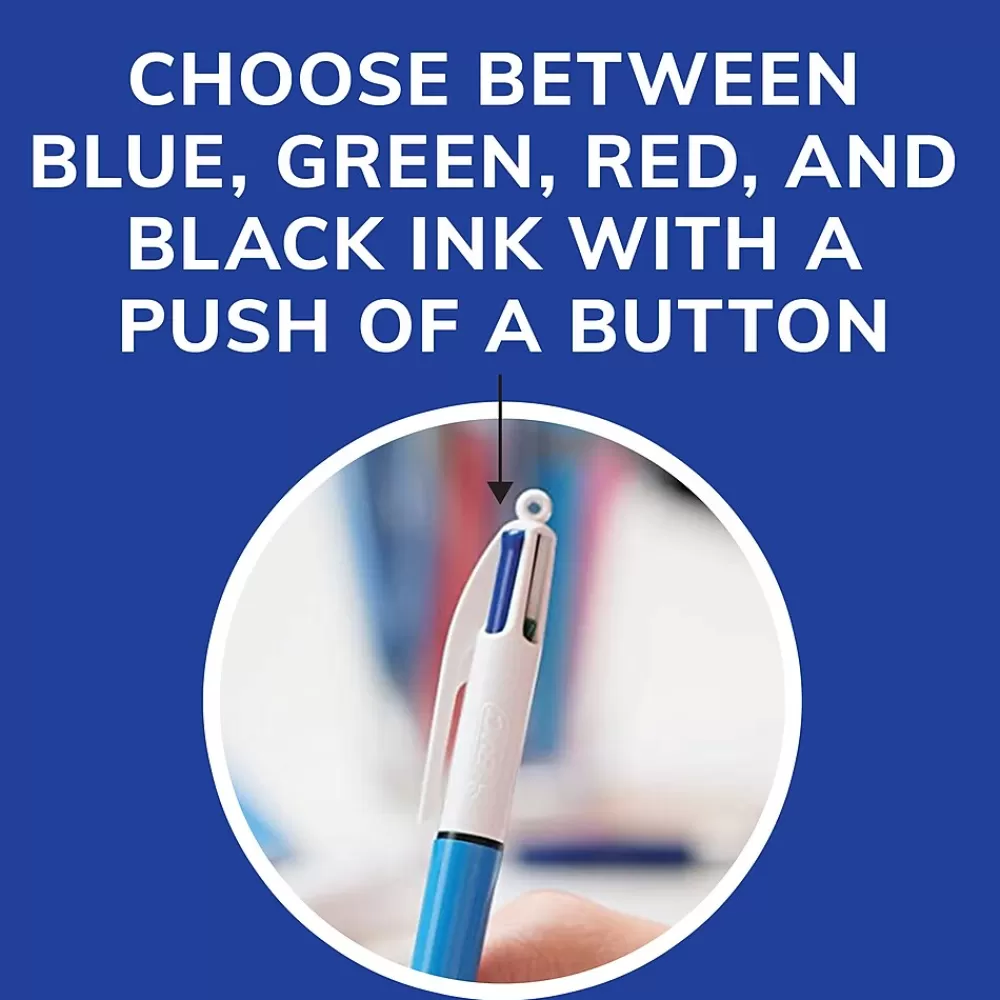 BIC Pens<4-Color Retractable Ballpoint Pen, Medium Point, Multicolor Ink (24623/MM11)