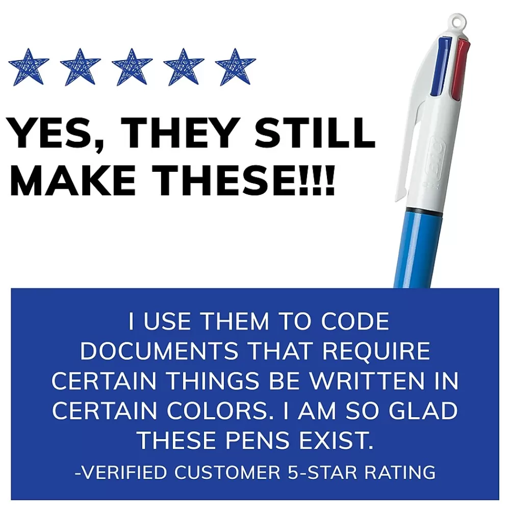 BIC Pens<4-Color Retractable Ballpoint Pen, Medium Point, Multicolor Ink (24623/MM11)
