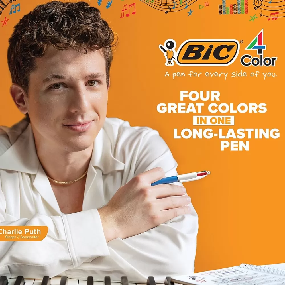 BIC Pens<4-Color Smooth Retractable Ballpoint Pen, Medium Point, Assorted Ink, 12/Pack (MMS11-AST)