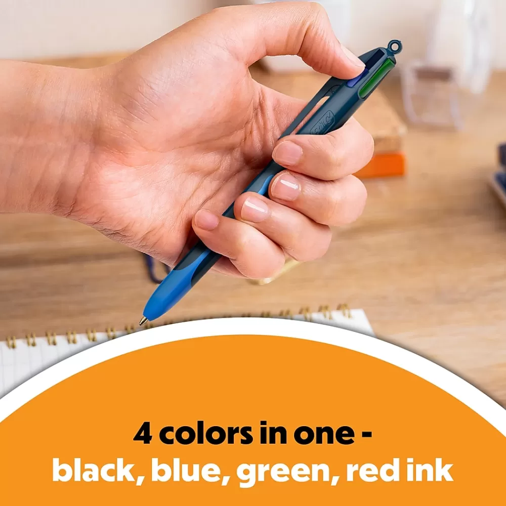 BIC Pens<4-Color Smooth Retractable Ballpoint Pen, Medium Point, Assorted Ink, 12/Pack (MMS11-AST)