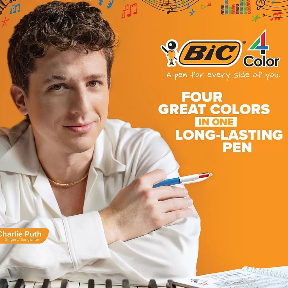 BIC Pens<4-Color Smooth Retractable Ballpoint Pen, Medium Point, Assorted Ink, 3/Pack (MMSP3-AST)