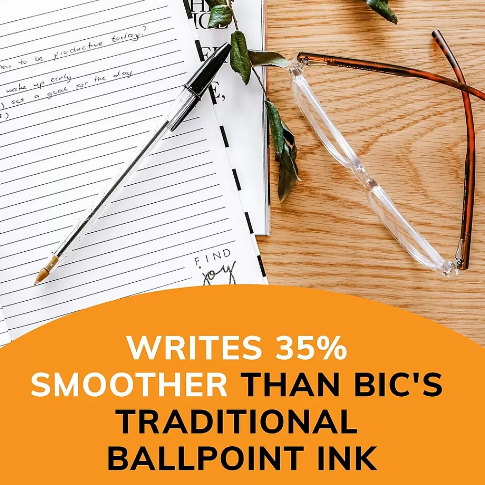 BIC Pens<Cristal Xtra Smooth Ballpoint Pen, Medium Point, Black Ink, 24/Box, 6 Boxes/Pack (MS144E-BLK)