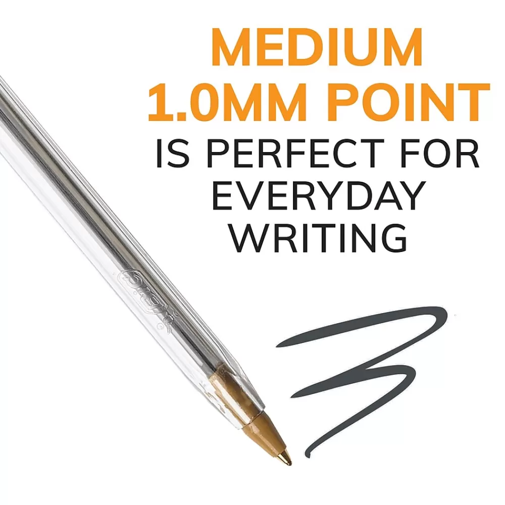 BIC Pens<Cristal Xtra Smooth Ballpoint Pen, Medium Point, Black Ink, 24/Box, 6 Boxes/Pack (MS144E-BLK)