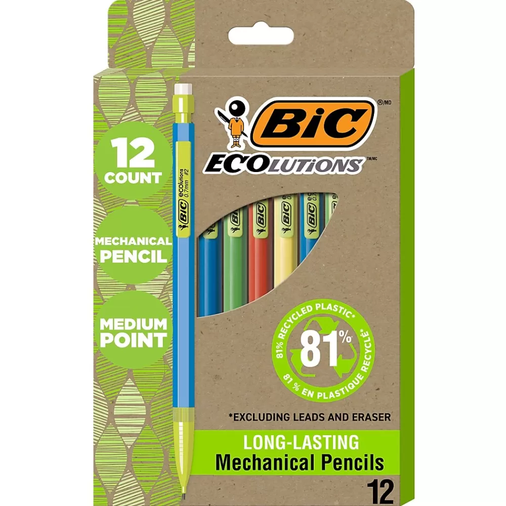 BIC Pencils<Ecolutions Mechanical Pencils, 0.7mm, #2 Medium Lead, Dozen (MPE12-BLK)