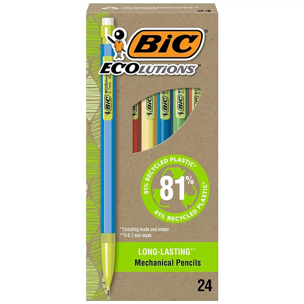 BIC Pencils<Ecolutions Mechanical Pencils, 0.7mm, #2 Medium Lead, 24/Pack (MPE24-BLK)