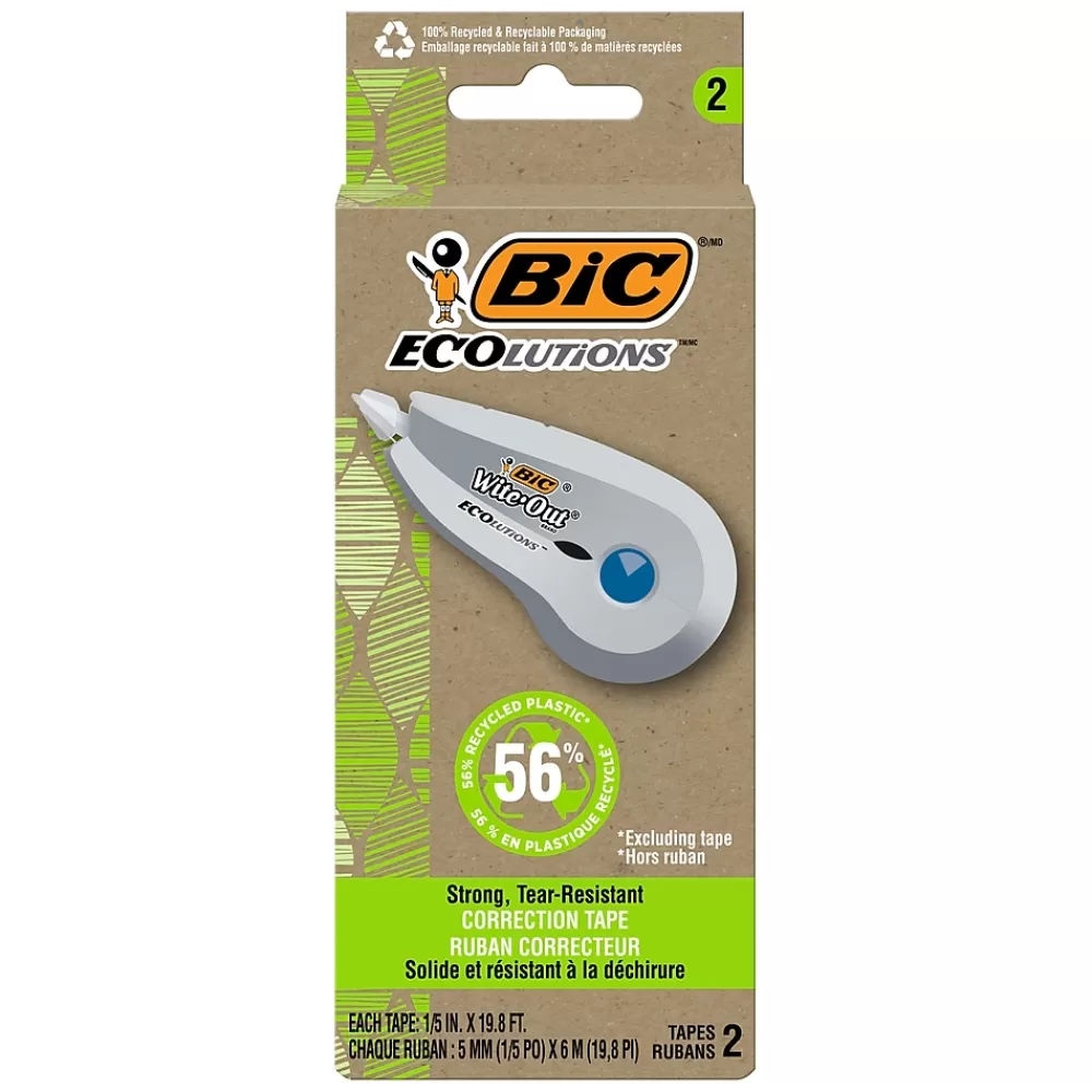 BIC Correction & White-Out<Ecolutions Wite-Out Brand Correction Tape, White, 2/Pack (WOET21-WHI)