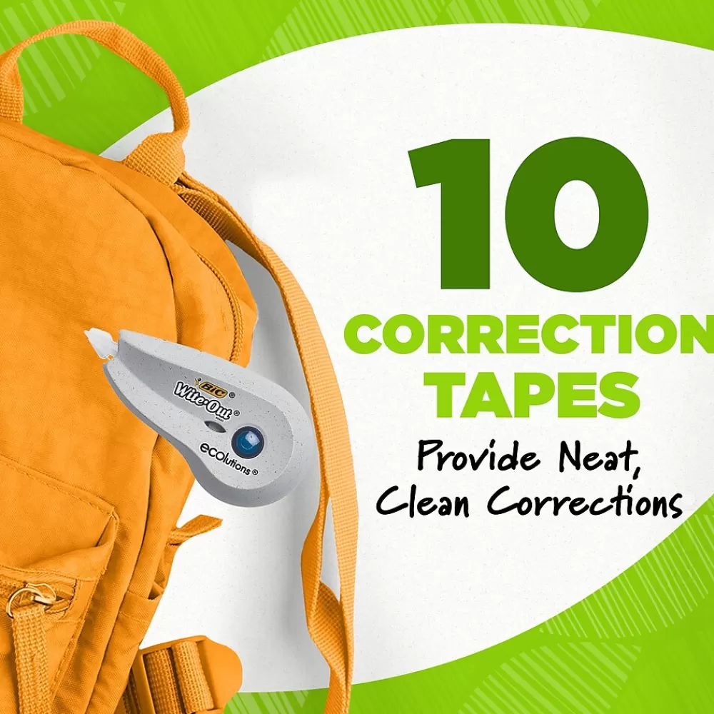 BIC Correction & White-Out<Ecolutions Wite-Out Brand Correction Tape, White, 10/Pack (WOET10-WHI)