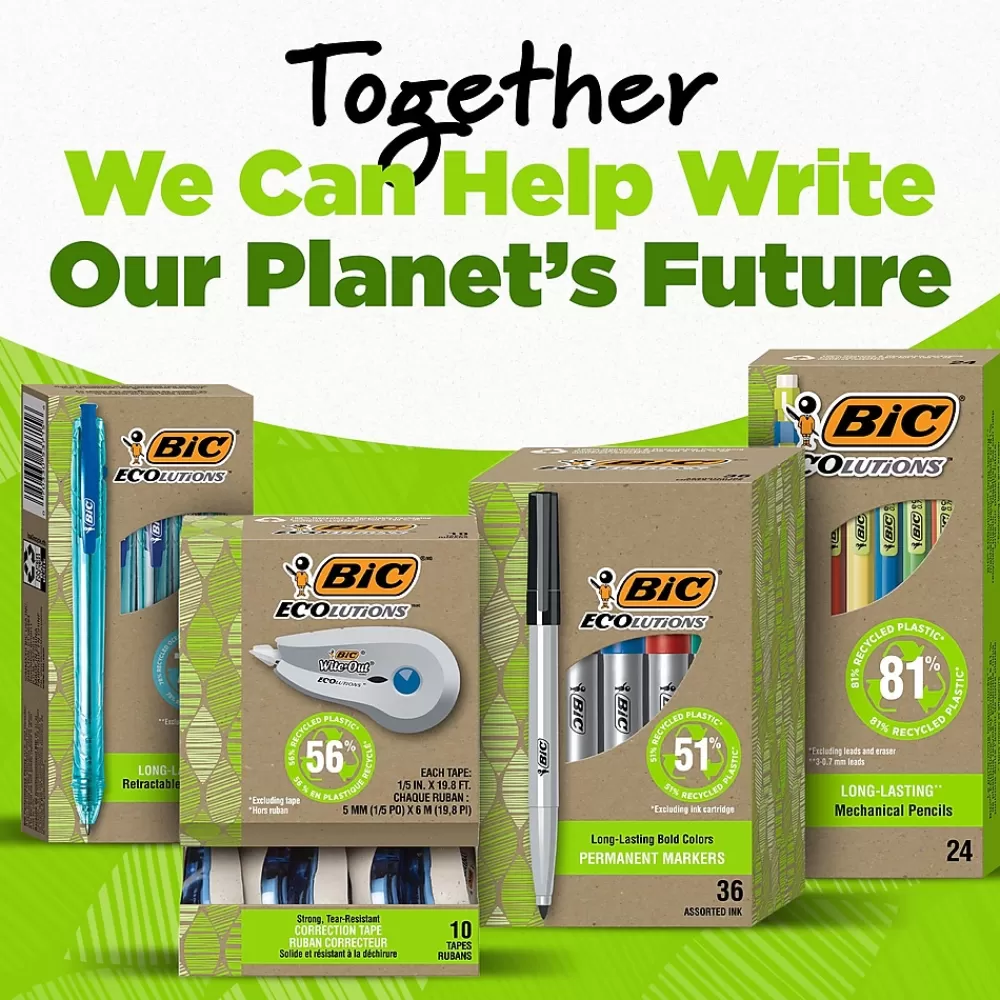BIC Correction & White-Out<Ecolutions Wite-Out Brand Correction Tape, White, 10/Pack (WOET10-WHI)
