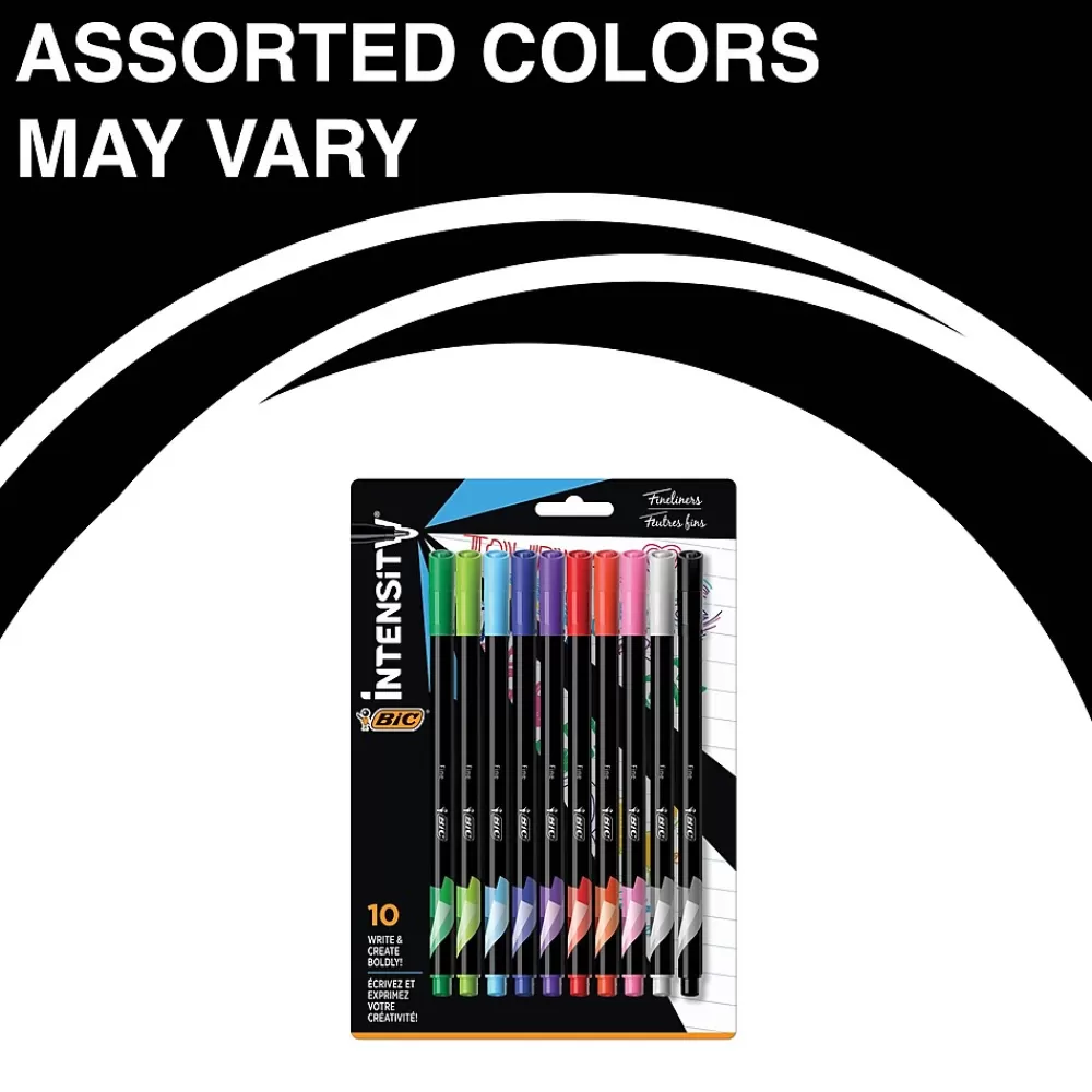 BIC Pens<Intensity Fineliner Felt Pens, Fine Point, Assorted Inks, 10/Pack (FPINFAP10-AST)