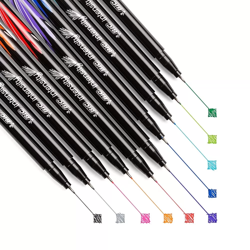 BIC Pens<Intensity Fineliner Felt Pens, Fine Point, Assorted Inks, 10/Pack (FPINFAP10-AST)