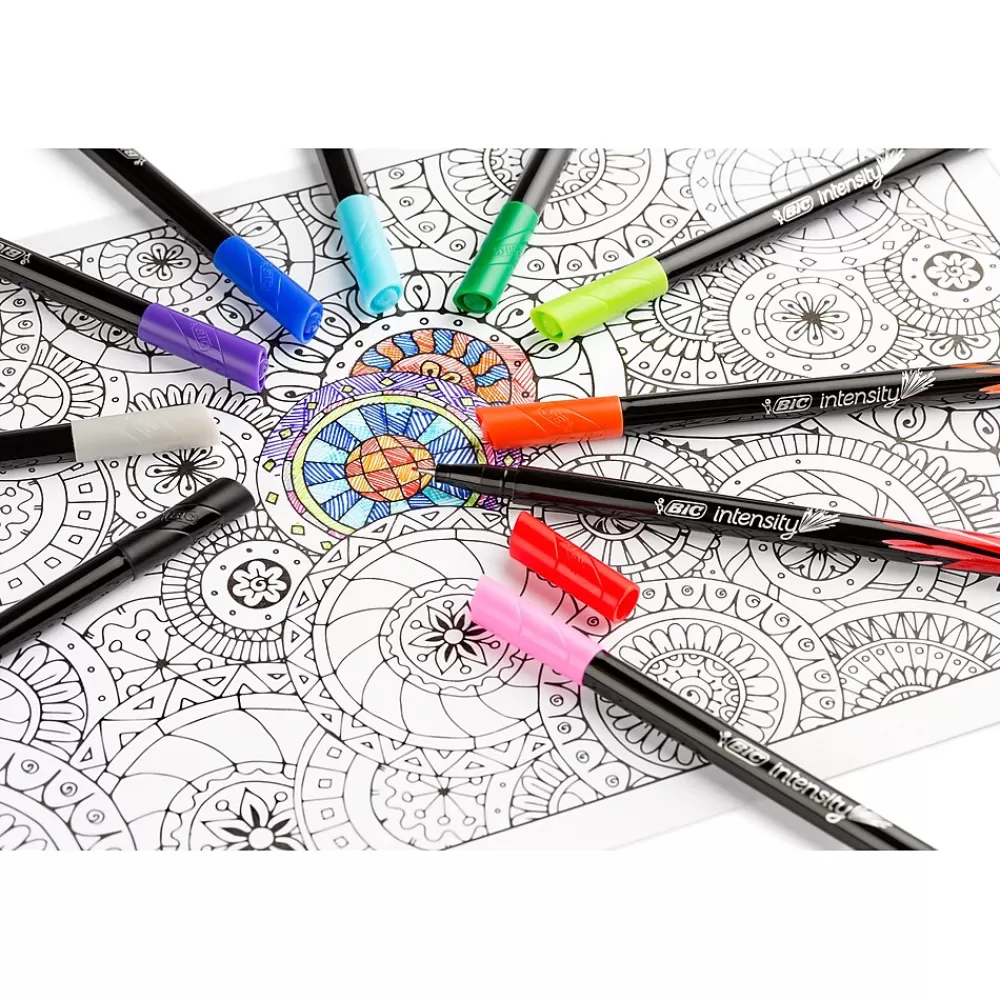 BIC Pens<Intensity Fineliner Felt Pens, Fine Point, Assorted Inks, 10/Pack (FPINFAP10-AST)
