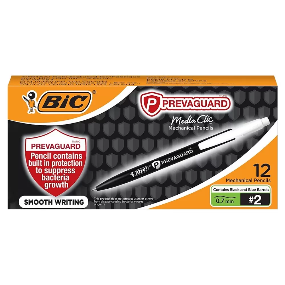 BIC Pencils<Prevaguard Media Clic Mechanical Pencil, 0.7mm, #2 Medium Lead, Dozen (MPCMA11-BLK)