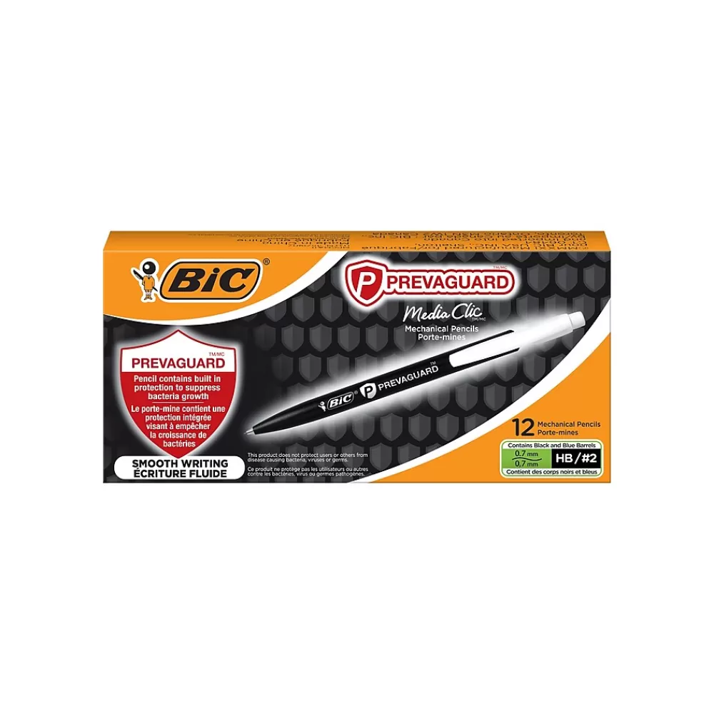 BIC Pencils<Prevaguard Media Clic Mechanical Pencil, 0.7mm, #2 Medium Lead, Dozen (MPCMA11-BLK)