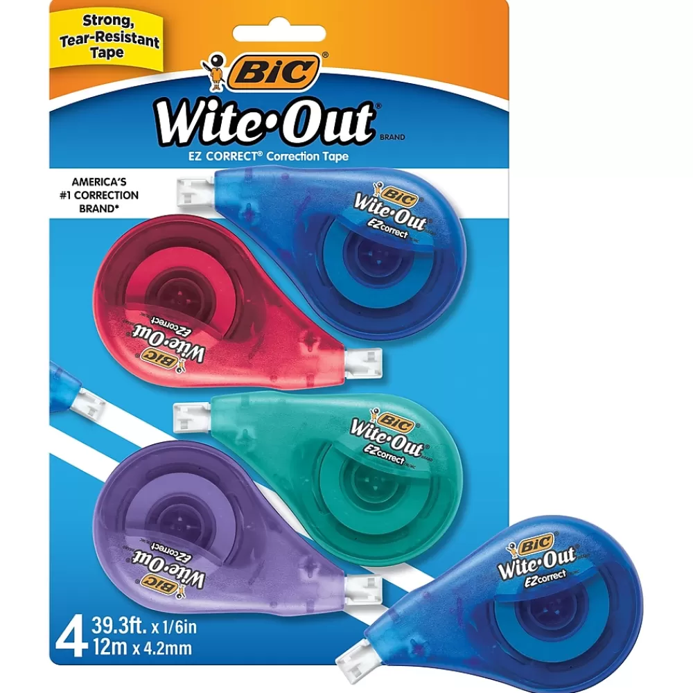 BIC Correction & White-Out<Wite-Out Correction Tape, White, 4/Pack (50589)