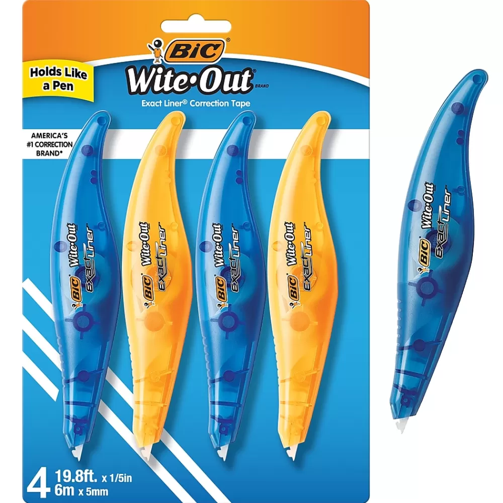 BIC Correction & White-Out<Wite-Out Exact Liner Correction Tape, White, 4/Pack (WOELP418)