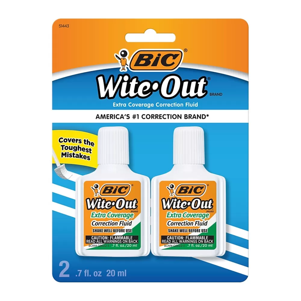 BIC Correction & White-Out<Wite-Out Extra Cover Correction Fluid, 20 ml., 2/Pack (WOFECP24-A-WHI)
