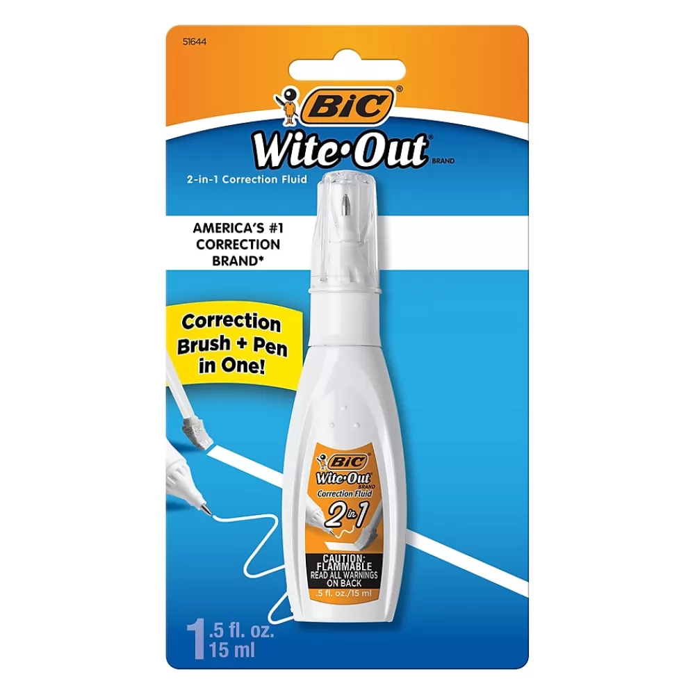 BIC Correction & White-Out<Wite-Out 2-in-1 Correction Fluid, 15 ml., White (WOPFP11)