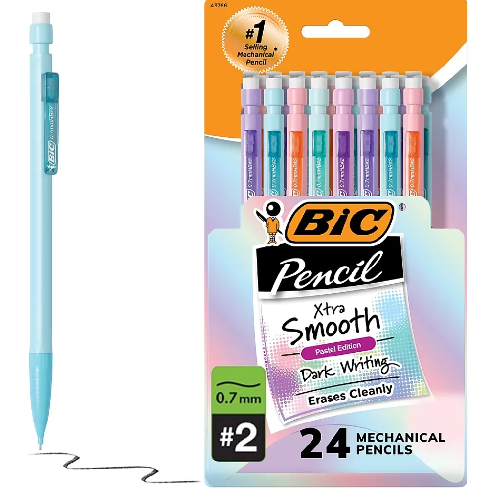 BIC Pencils<Xtra Smooth Pastel Edition Mechanical Pencil, 0.7mm, #2 Medium Lead (MPNP24-BLK)