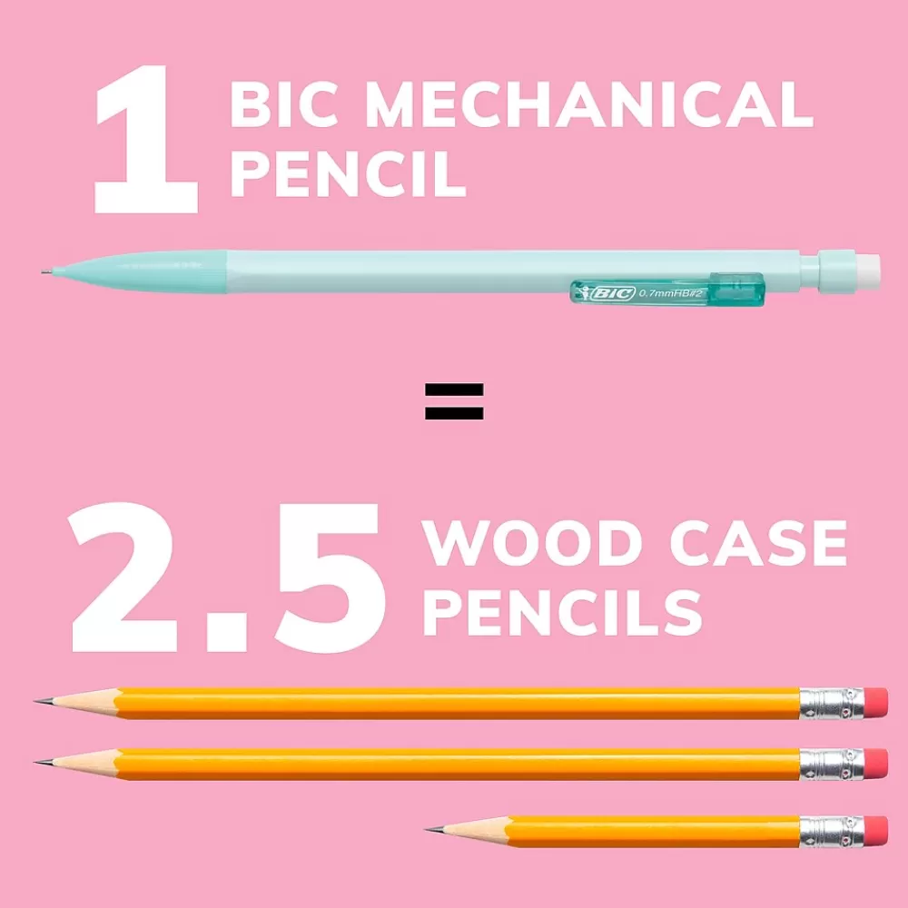 BIC Pencils<Xtra Smooth Pastel Edition Mechanical Pencil, 0.7mm, #2 Medium Lead (MPNP24-BLK)