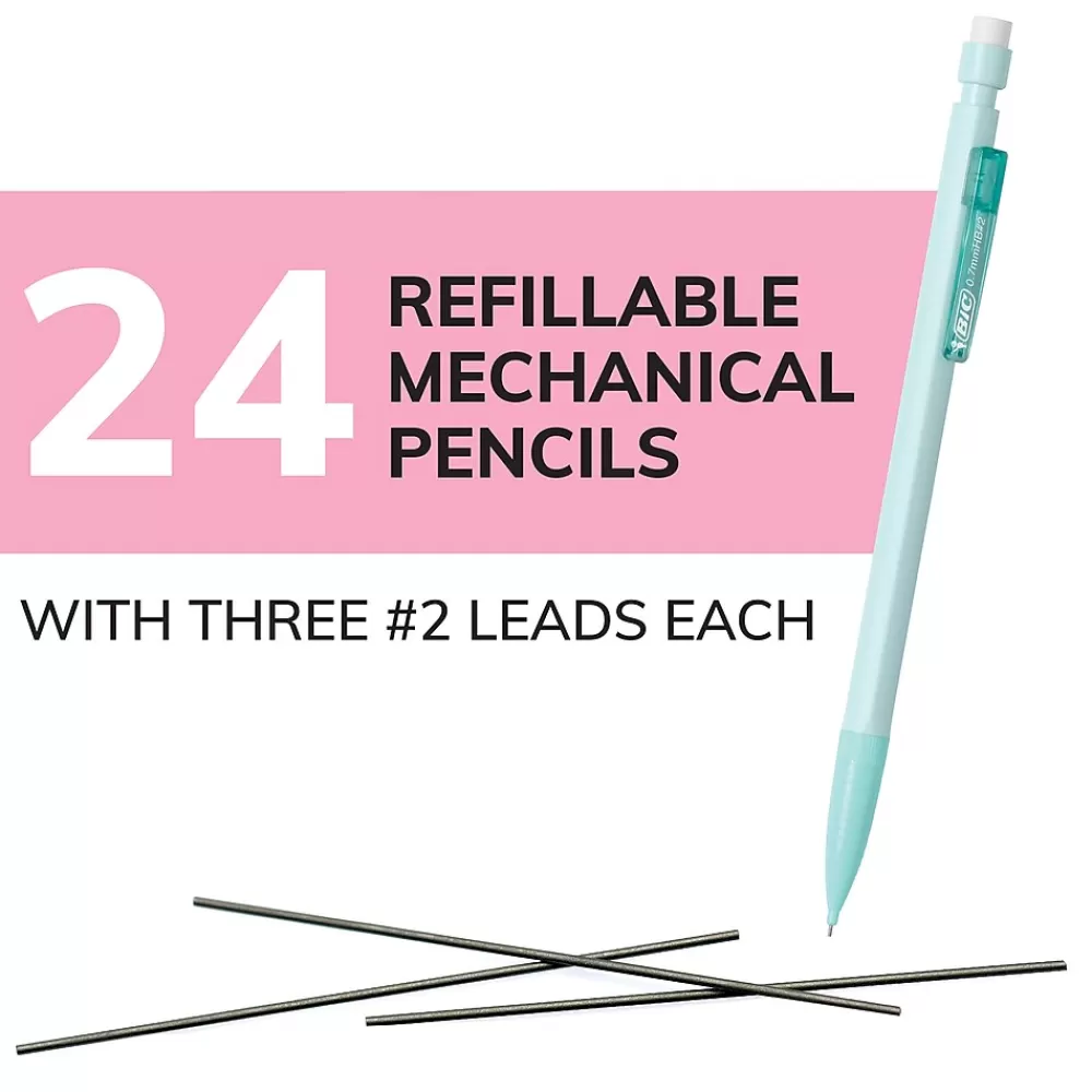 BIC Pencils<Xtra Smooth Pastel Edition Mechanical Pencil, 0.7mm, #2 Medium Lead (MPNP24-BLK)