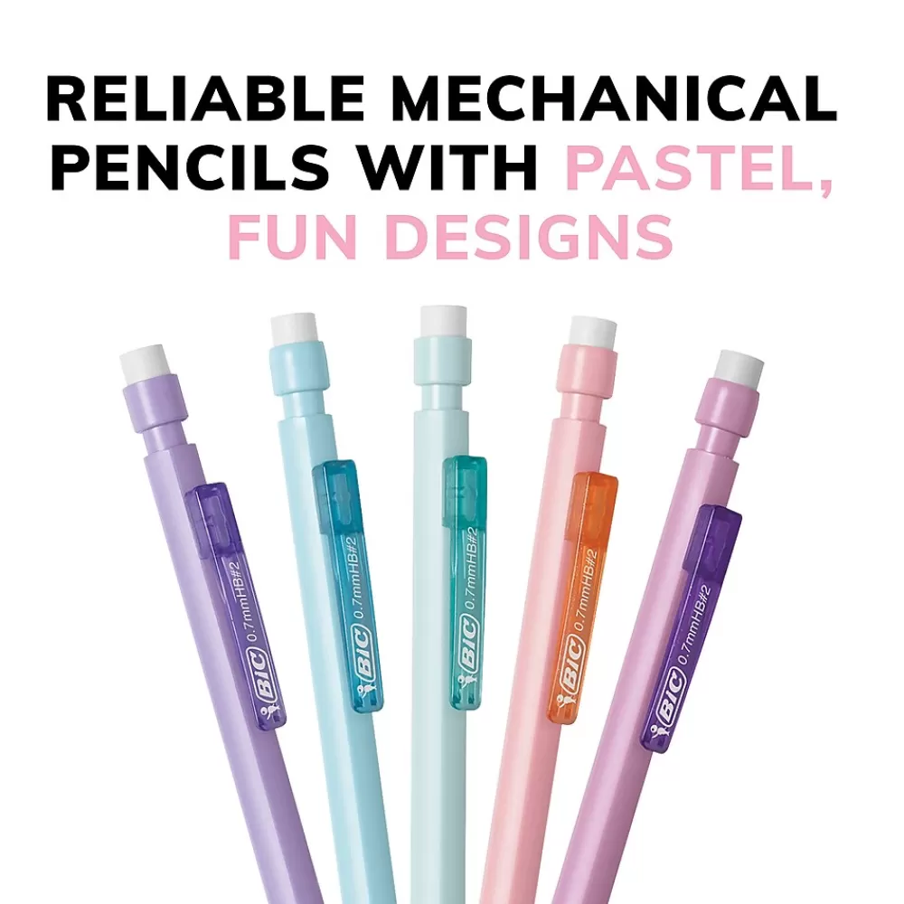 BIC Pencils<Xtra Smooth Pastel Edition Mechanical Pencil, 0.7mm, #2 Medium Lead (MPNP24-BLK)